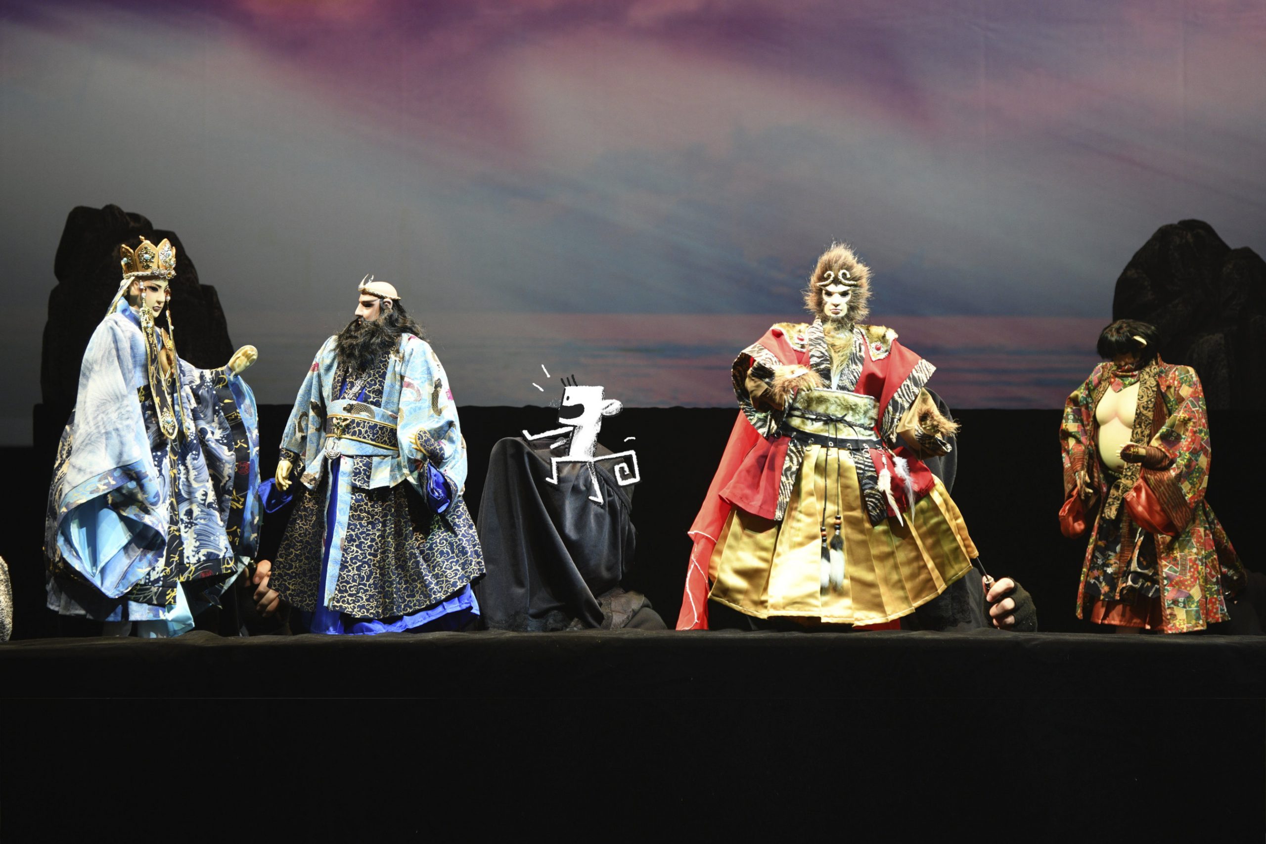 Traditional hand puppets with Monkey King, Tang San Zang and his disciples