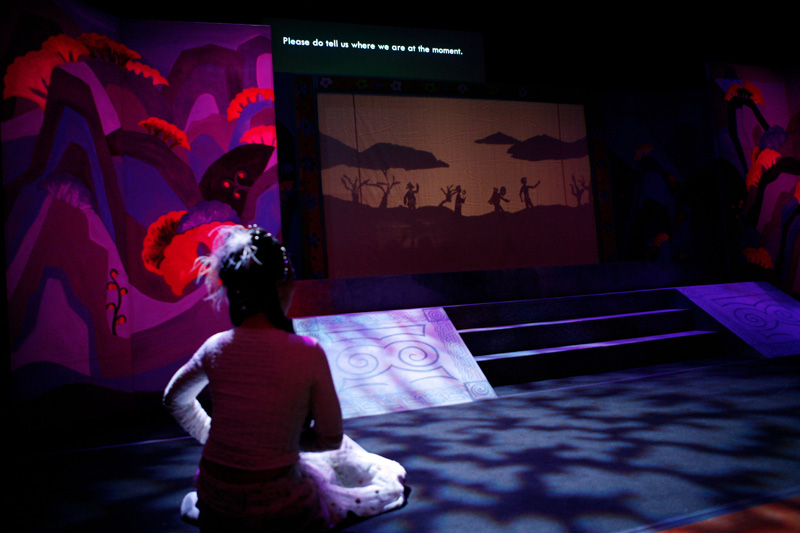 Shadow puppets showing on stage