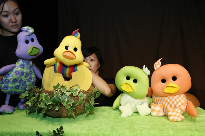 Duckie puppets in Duckie Can't Swim School Show by Paper Monkey Theatre