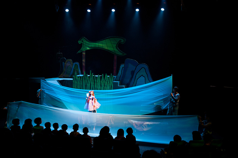 Princess puppet in the sea made of silk cloth Dragon Dance by Paper Monkey Theatre Singapore