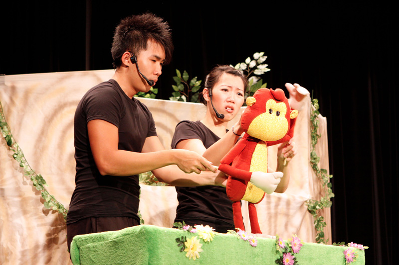 The monkey puppet in Tree Neighbours by Paper Monkey Theatre