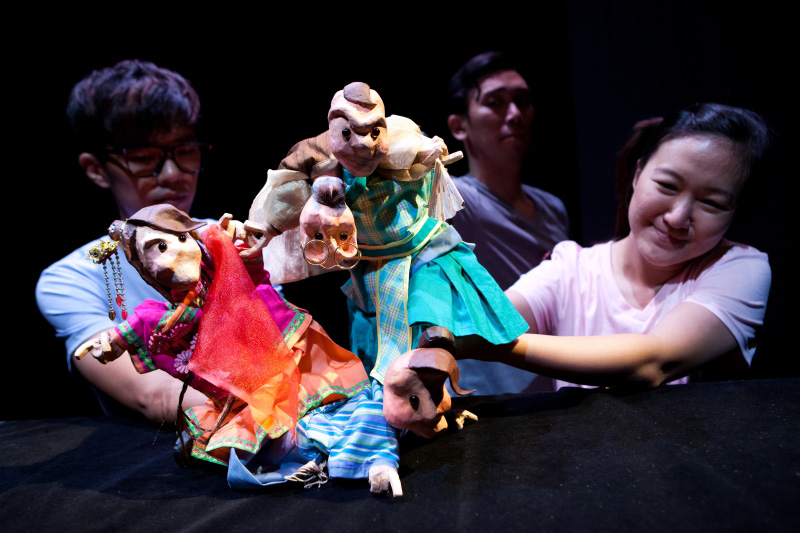Hand puppets in The Three Big Bullies by Paper Monkey Theatre Singapore